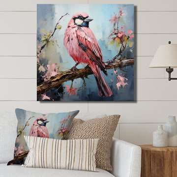 Blue and pink bird floral tree Harmony - Bird Wall Decor